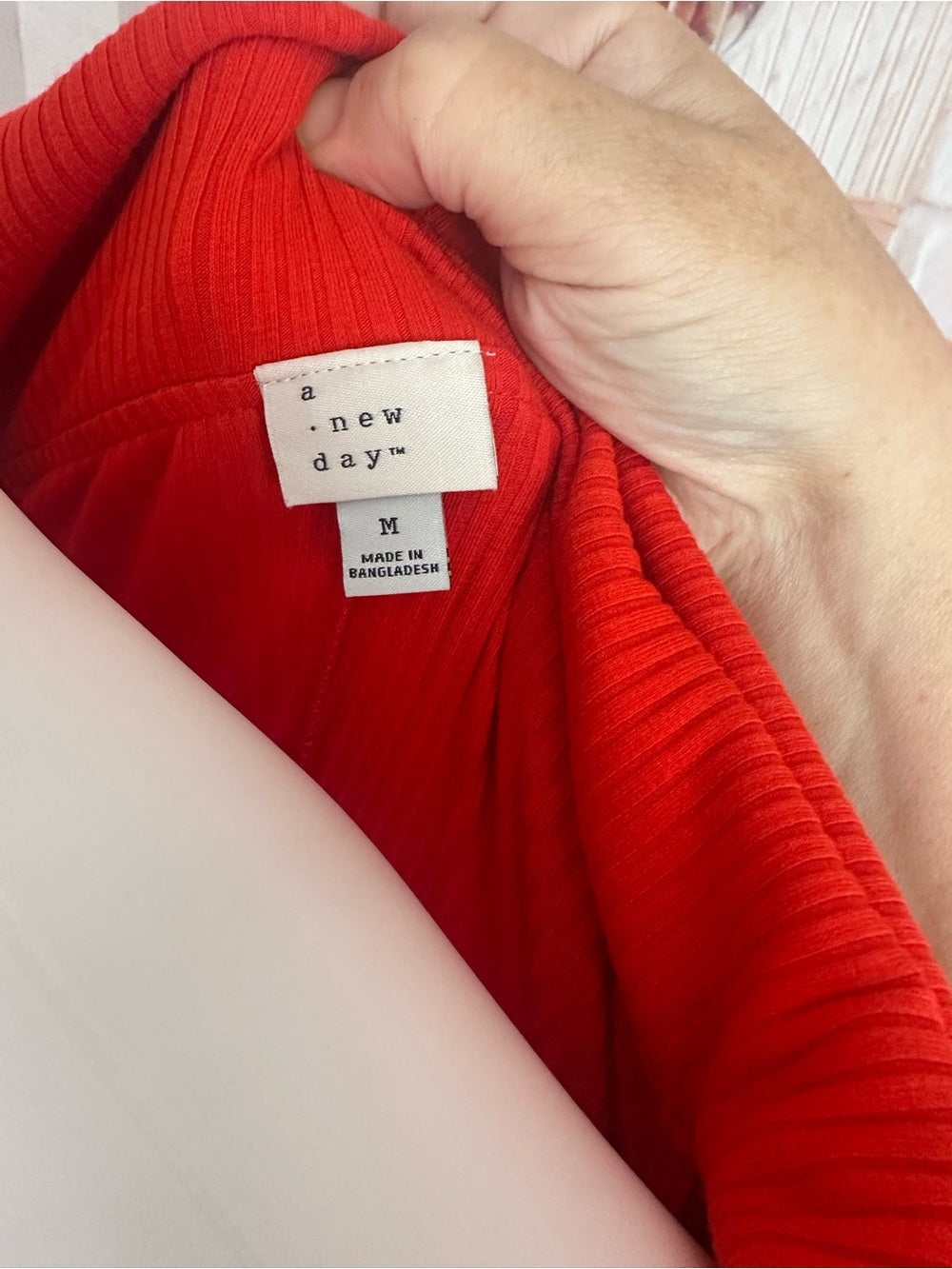 a new day Off-the-Shoulder Ribbed Sweater Top in Bright Red