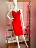 Forever 21 Red Cowl Neck Bodycon Midi Slip Dress