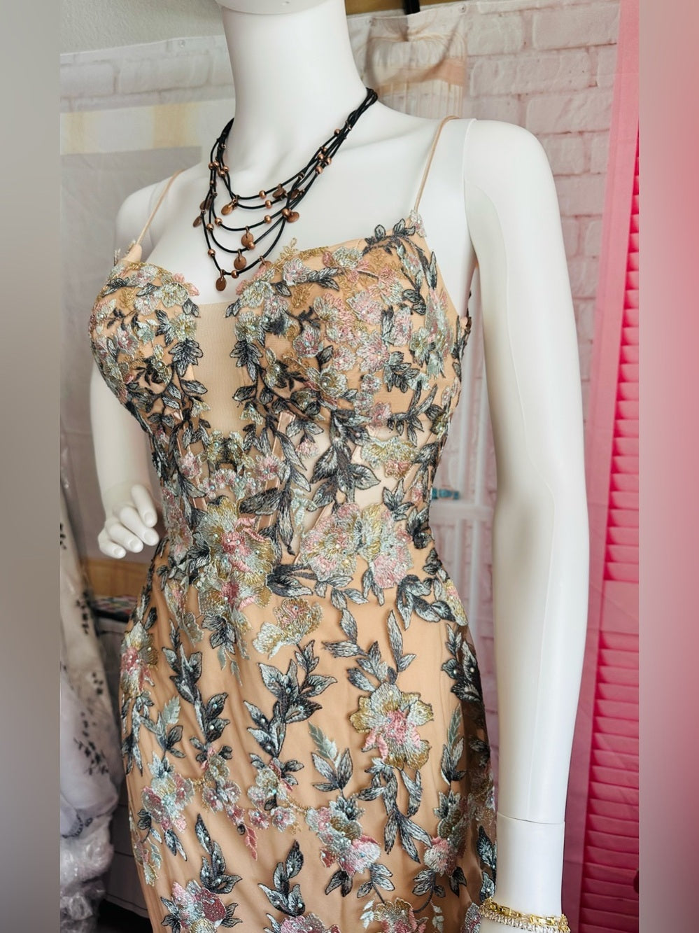 Mac Duggal Embroidered Floral Trumpet Gown