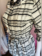 Anthropologie Black & White Plaid Belted Tunic
