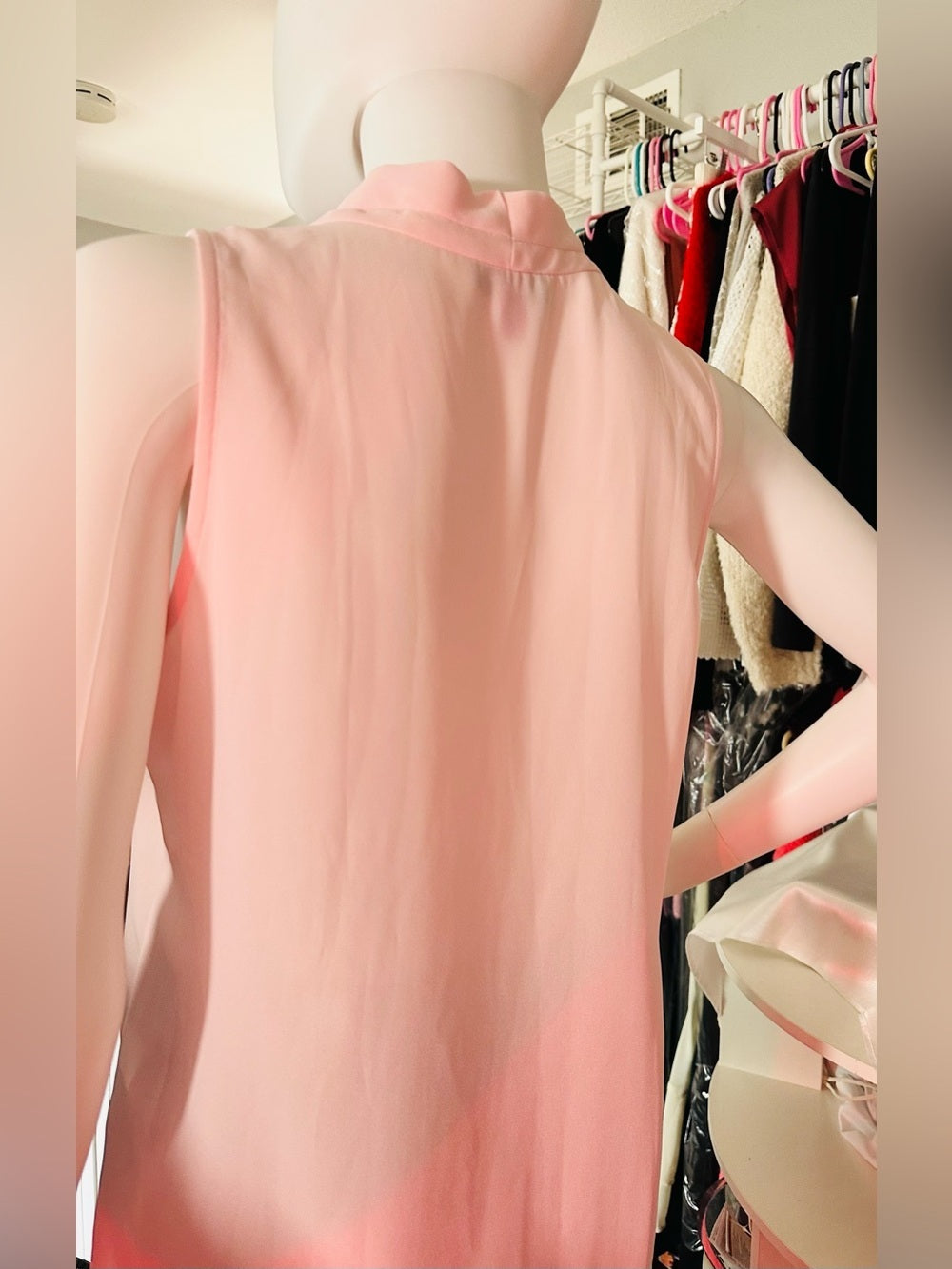 Vince Camuto Blush Pink Sleeveless V Neck Draped Blouse