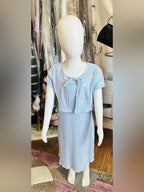 Btween Girls Blue Daisy Ribbed Dress & Matching Tie-Front Shrug Set
