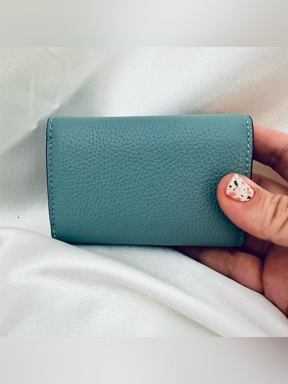 Coach Teal Pebble Leather Small Wallet with Silver 'C' Logo