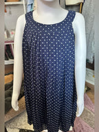 Blueberi Boulevard Girls Navy Polka Dot Dress & Matching Sun Hat Set