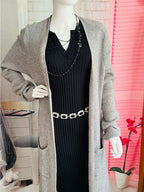 Cyrus Rib Knit Open Front Cardigan Gray