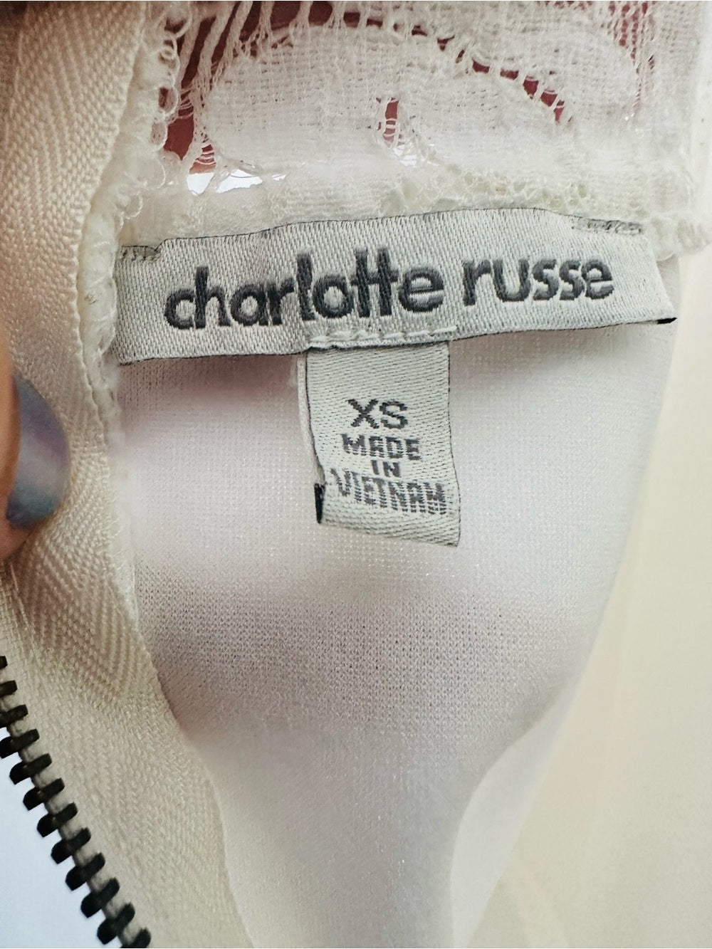 Charlotte Russe Ivory Lace Overlay Romper