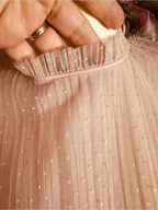 Chelsea28 Light Pink Swiss Dot Pleated Mesh Blouse
