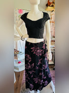 Briggs New York Black Pink Floral Button Front Maxi Skirt