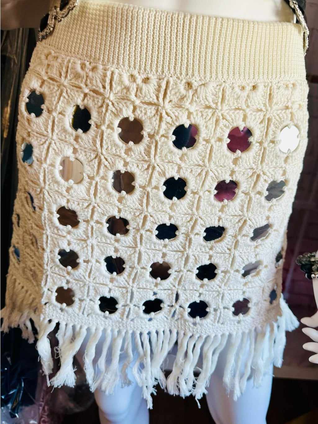 Le Superbe Gypset Crochet Mirrored Mini Skirt
