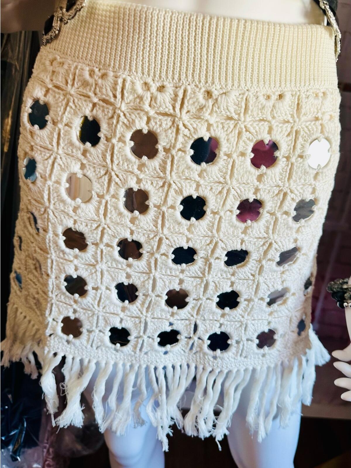 Le Superbe Gypset Crochet Mirrored Mini Skirt