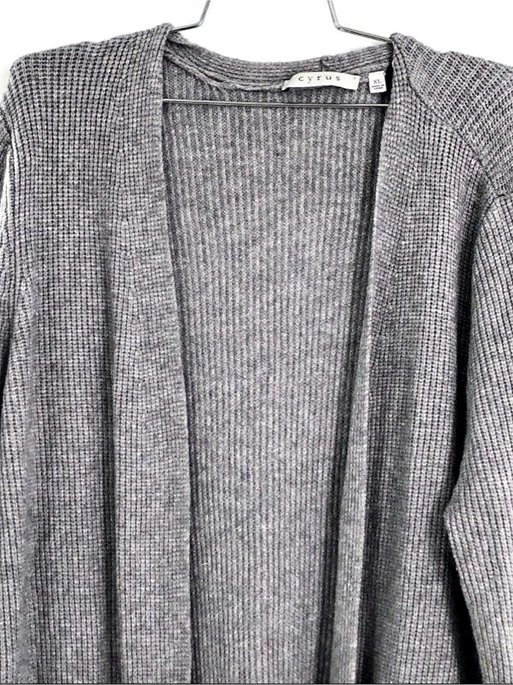 Cyrus Rib Knit Open Front Cardigan Gray