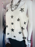 Two by Vince Camuto White Star Sequin Camisole