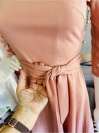 Dress Tells Dusty Rose Pink Belted A-Line Midi Dress