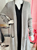 Cyrus Rib Knit Open Front Cardigan Gray