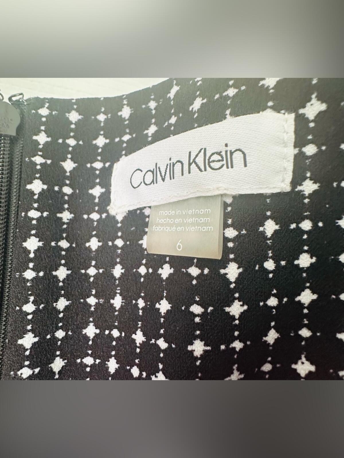 Calvin Klein Wide Leg Belted Geometric Print Jumpsuit