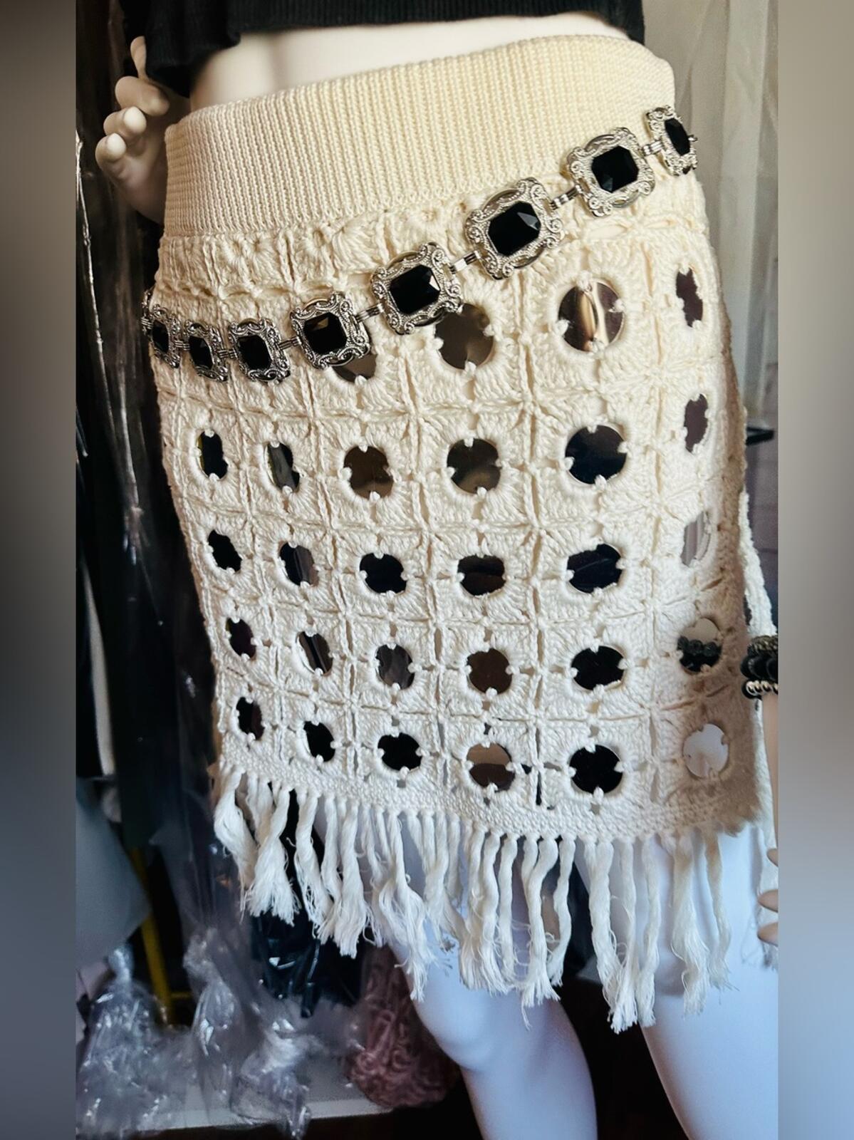 Le Superbe Gypset Crochet Mirrored Mini Skirt