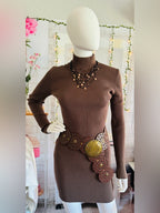 Forever 21 Brown Ribbed Turtleneck Bodycon Sweater Mini Dress