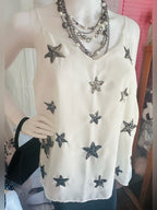Two by Vince Camuto White Star Sequin Camisole