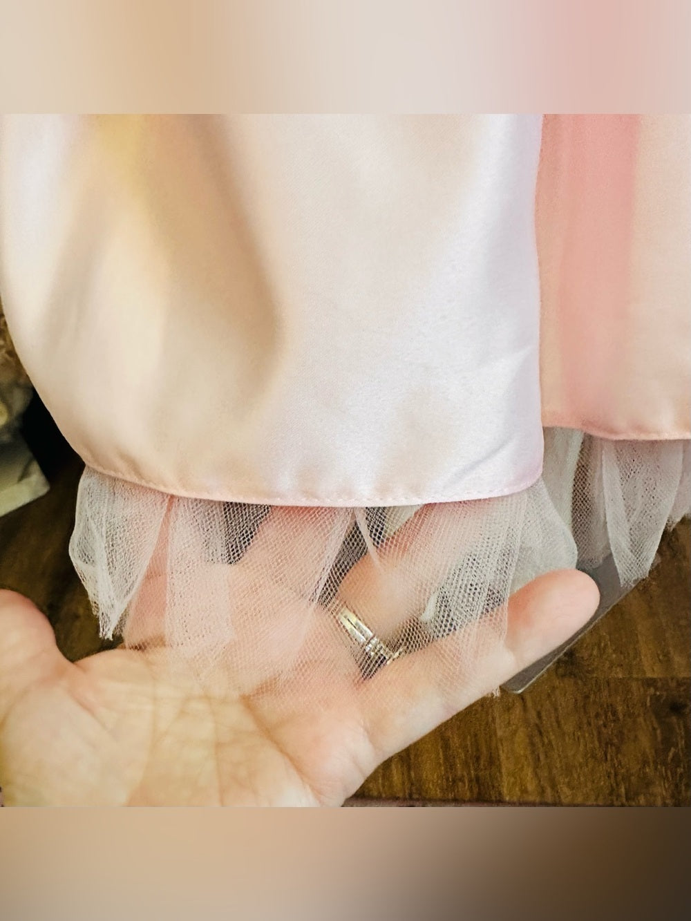 Pink Pleated Dress Rhinestones with Floral Lace Botice