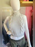 Kendall & Kylie Chunky Cable Knit Sleeveless Turtleneck Sweater Top