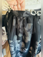 Forever 21 Black Mesh Floral Midi Skirt