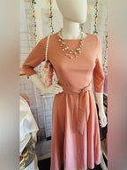 Dress Tells Dusty Rose Pink Belted A-Line Midi Dress