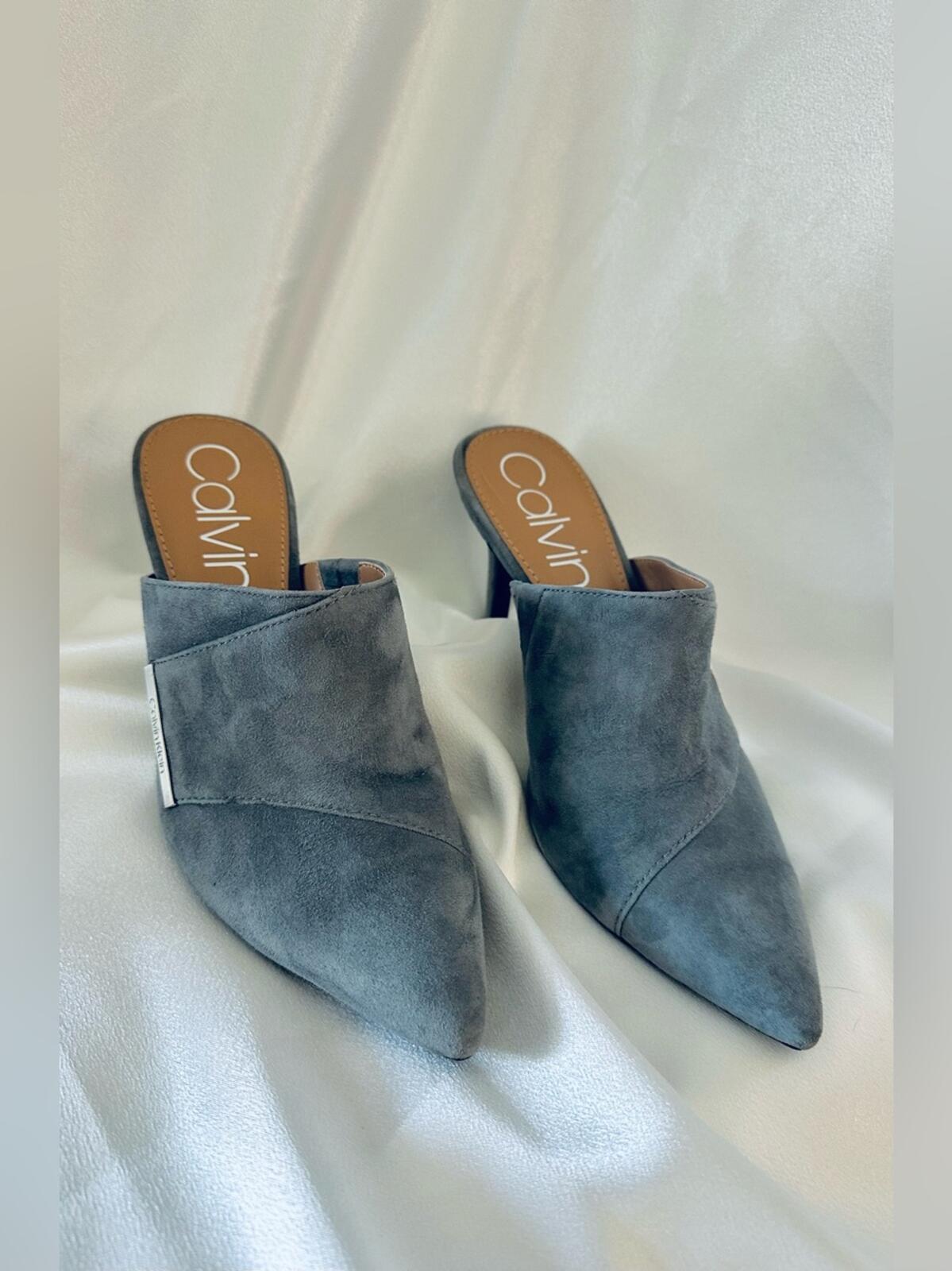 Calvin Klein Grecia Suede Mule Heels