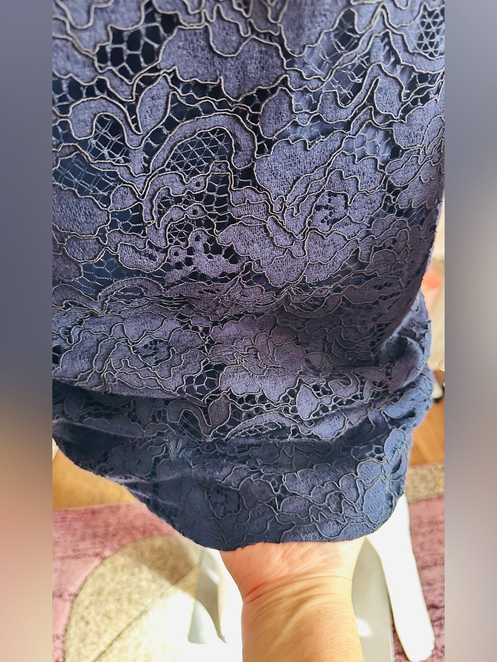 Lauren Ralph Lauren Navy Lace Off Shoulder Sheath Dress
