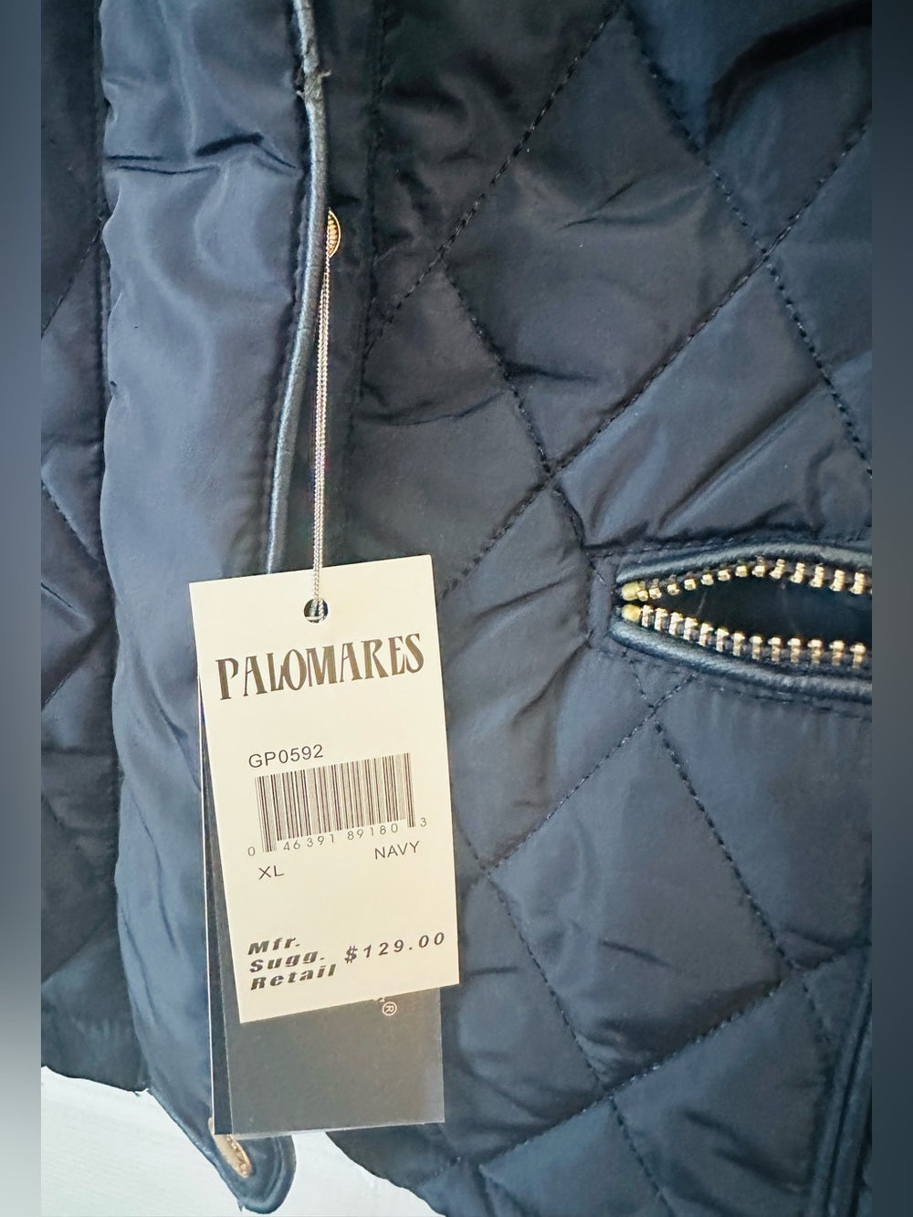 Palomares Navy Quilted Faux Fur Lined Puffer Vest NWT