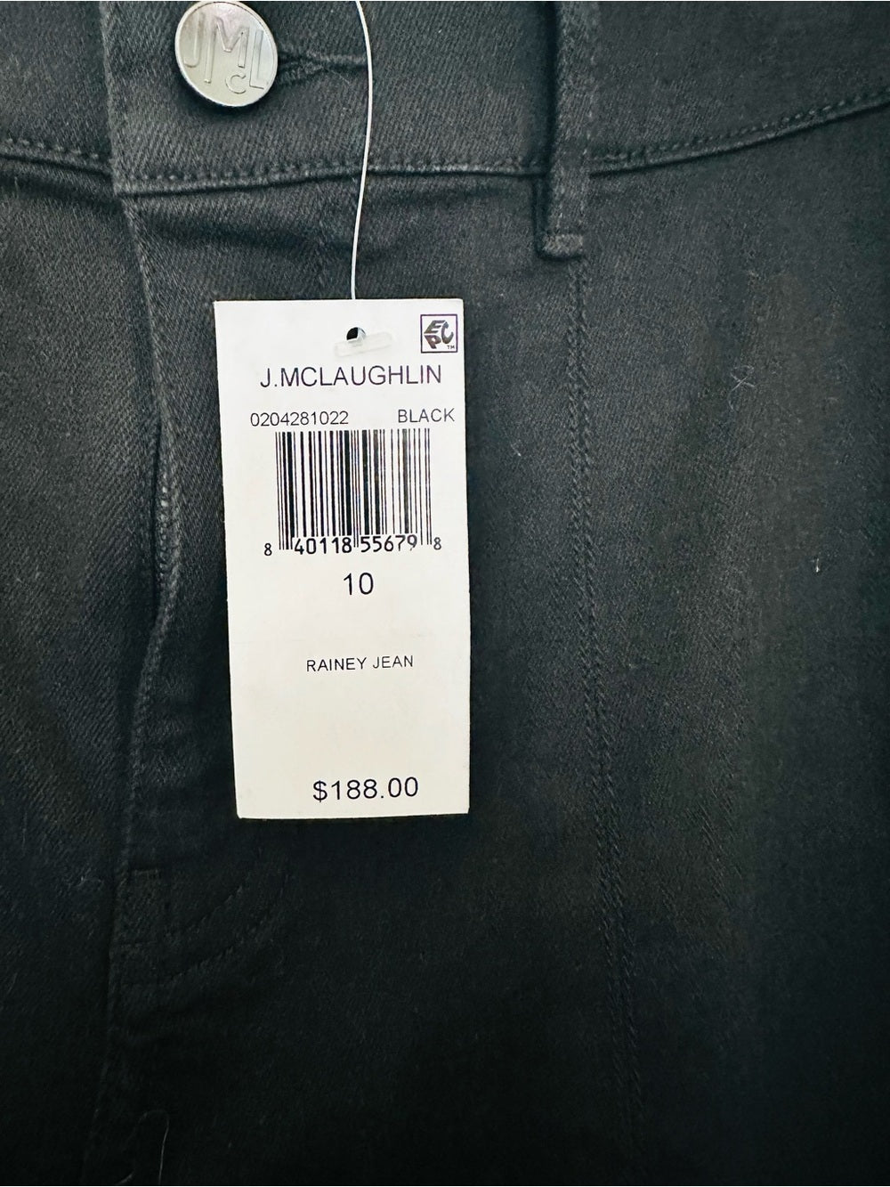 J. McLaughlin Rainey Black Jeans Front Slit Pants Size 10 NWT
