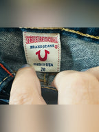 True Religion Johnny Straight Leg Jeans Dark Wash Low Rise Stretch