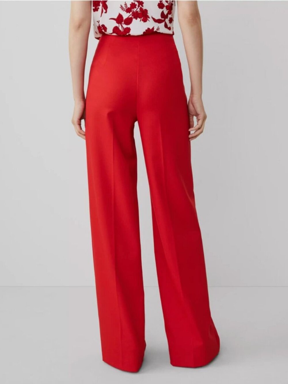 Ann Taylor Red Wide Leg Sailor Pants Gold Crest Buttons