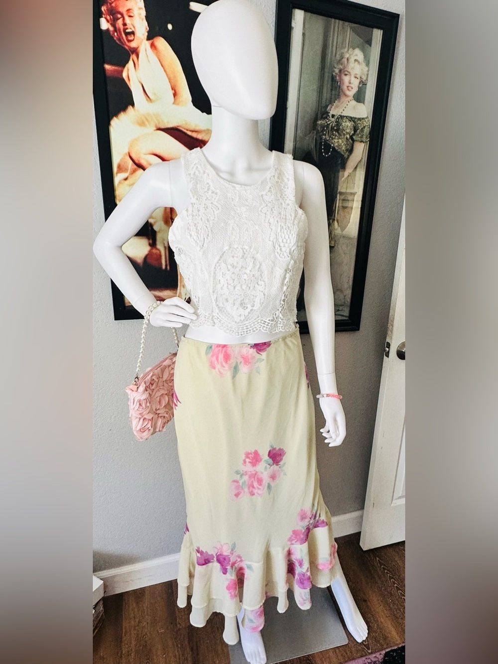Wild Fable Floral Chiffon Ruffle Maxi Skirt