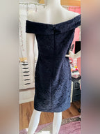 Lauren Ralph Lauren Navy Lace Off Shoulder Sheath Dress