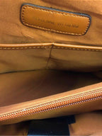 Adrienne Vittadini Natural Pebbled Tote Bag Gold Hardware Workbook Sleeve