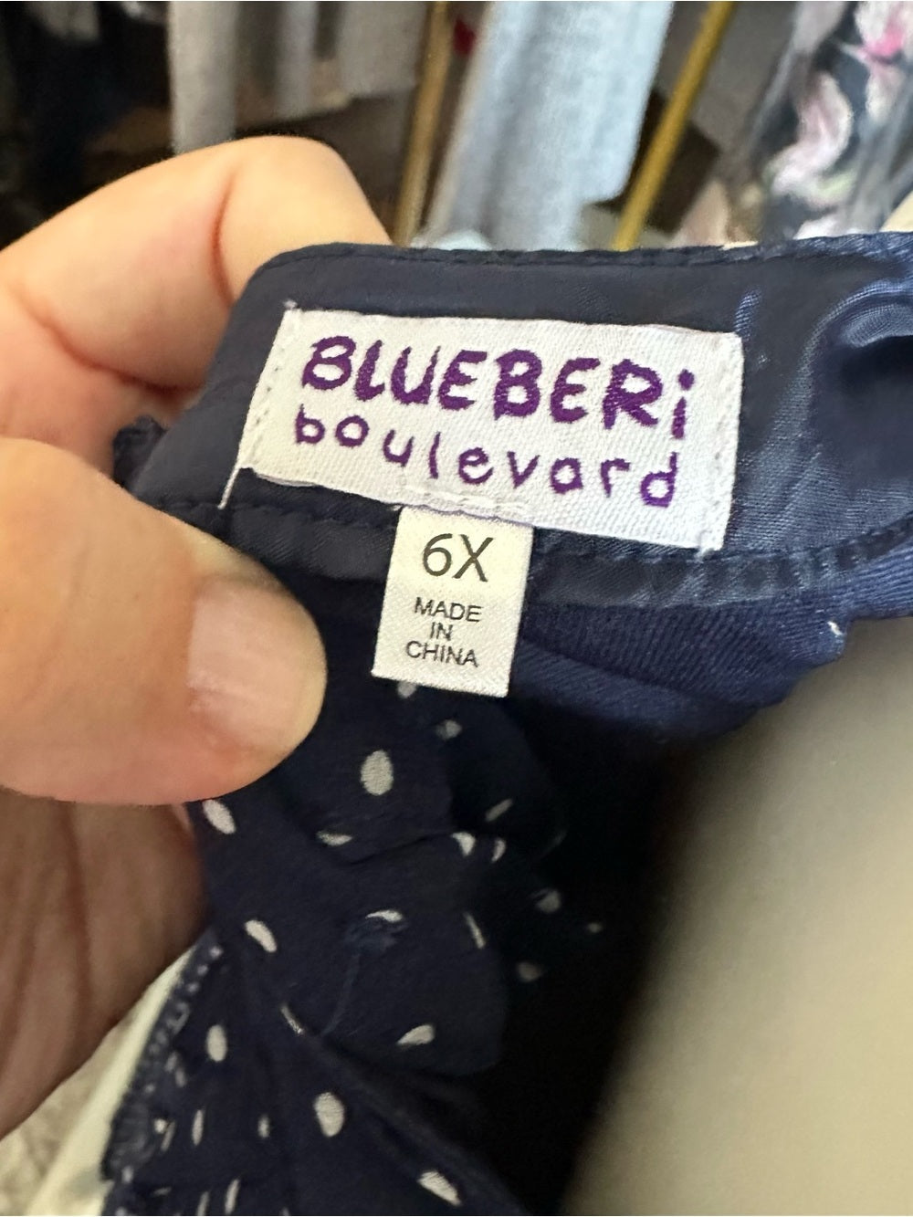 Blueberi Boulevard Girls Navy Polka Dot Dress & Matching Sun Hat Set