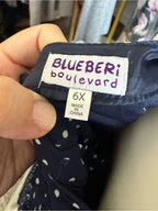Blueberi Boulevard Girls Navy Polka Dot Dress & Matching Sun Hat Set