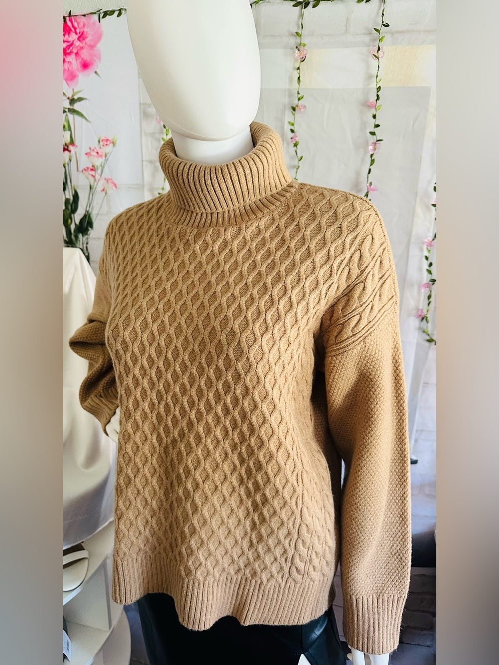 Elie Tahari Cable Knit Turtleneck Sweater