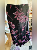 Briggs New York Black Pink Floral Button Front Maxi Skirt