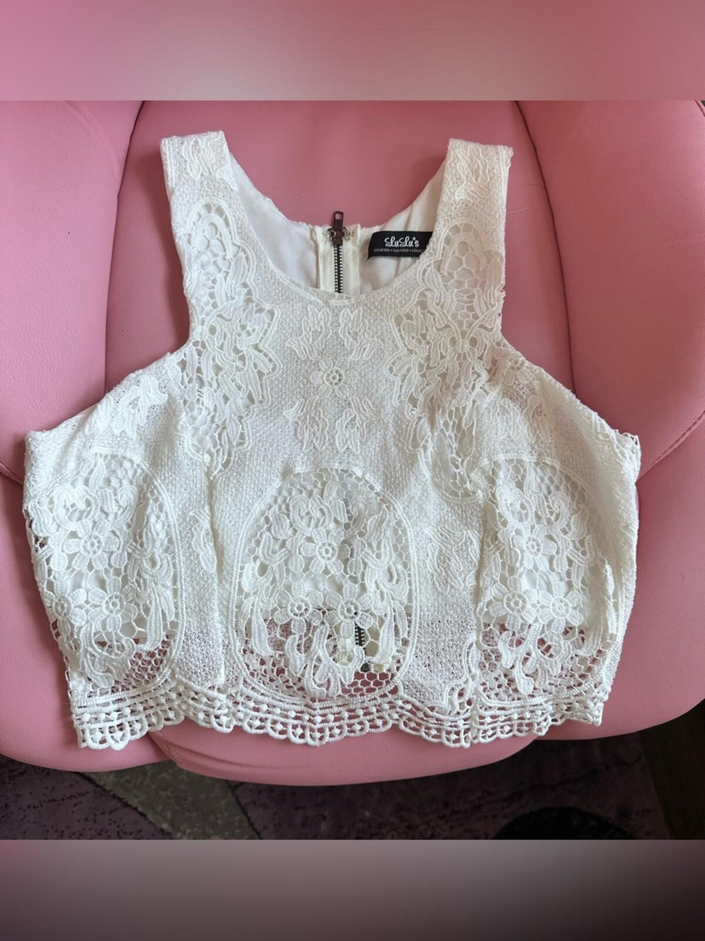 Lulu's White Lace Crochet Crop Top