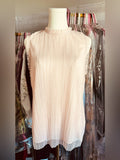 Chelsea28 Light Pink Swiss Dot Pleated Mesh Blouse