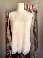 Chelsea28 Light Pink Swiss Dot Pleated Mesh Blouse