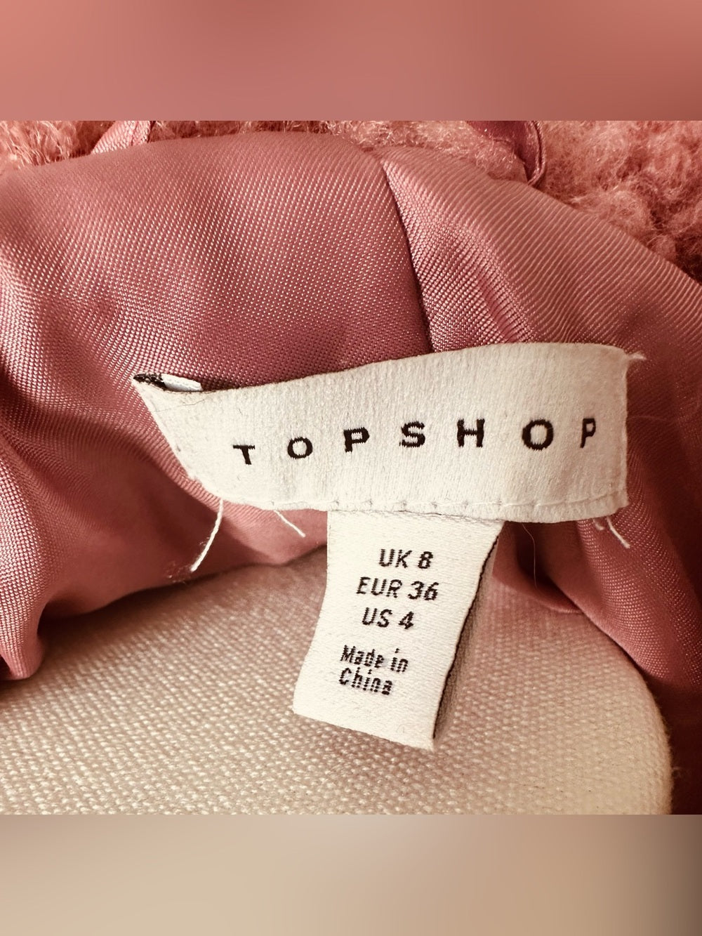 Topshop Blush Ami Borg Faux Fur Jacket