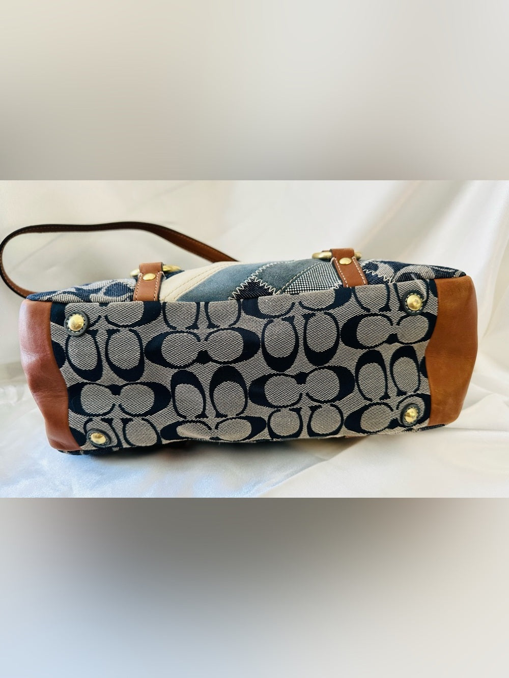Rare Vintage Coach Signature Denim Patchwork Gallery Tote