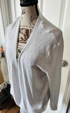 Verve Ami White Open-Front Knit Cardigan with Subtle Dot Detail