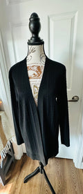 Cable & Gauge Black Open-Front Long Knit Cardigan
