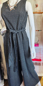 Calvin Klein Wide Leg Belted Geometric Print Jumpsuit