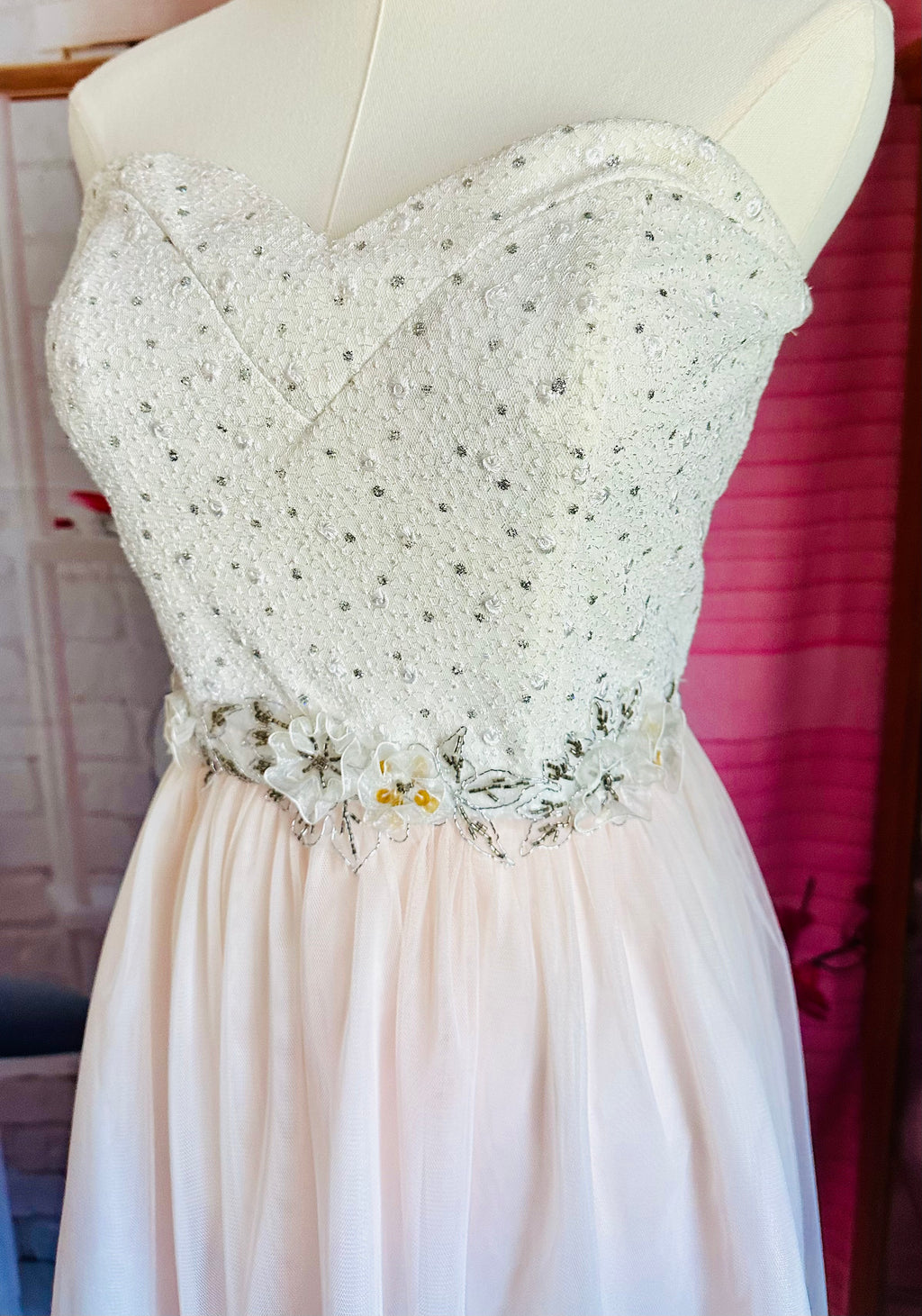 Masquerade Ivory and Pale Pink Beaded Party Dress