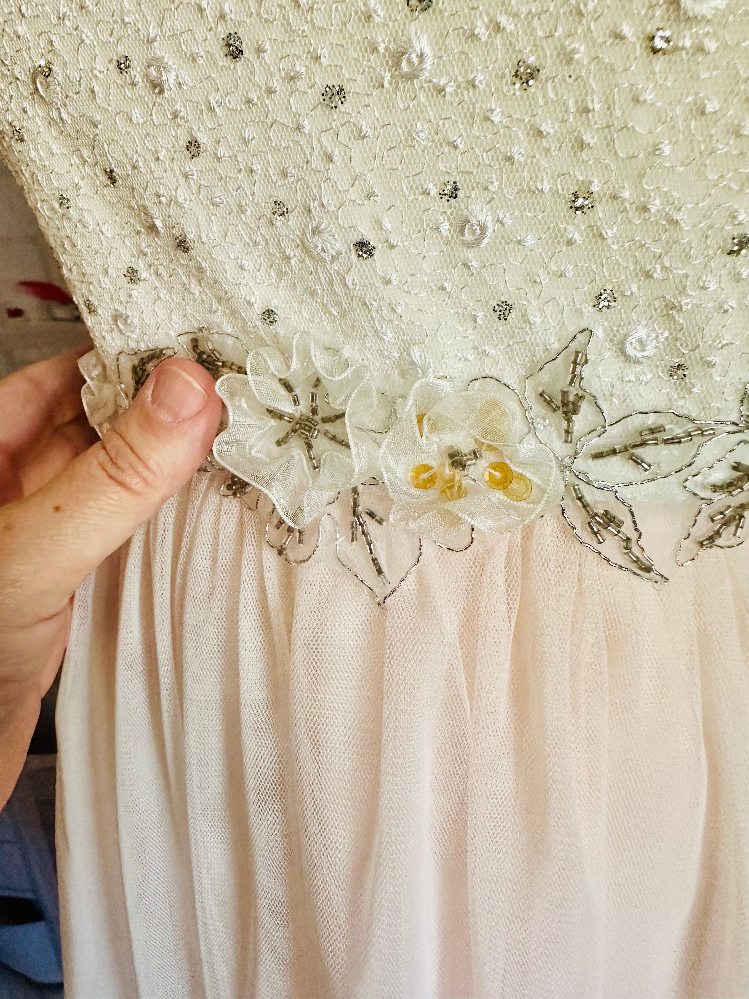 Masquerade Ivory and Pale Pink Beaded Party Dress