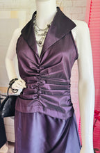 Tadashi Shoji Plum Ruched Halter Gown